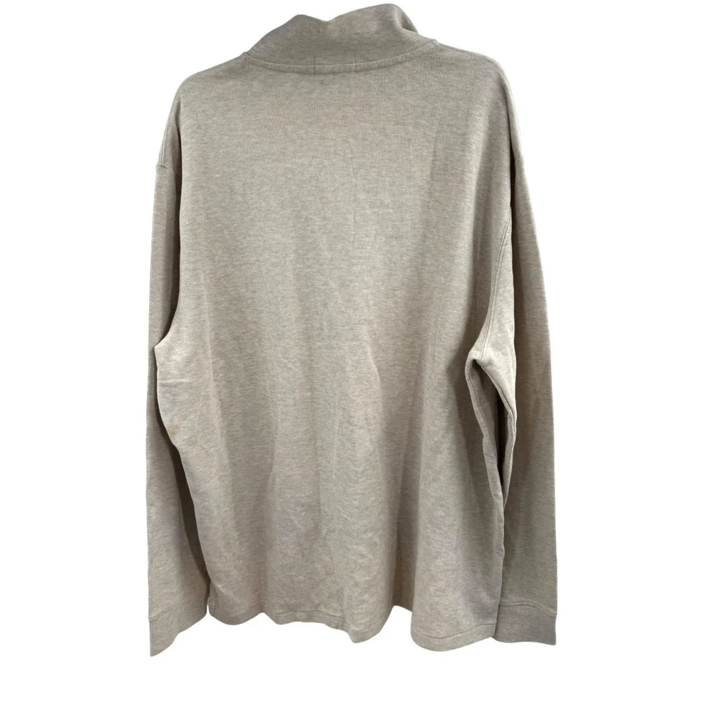 Polo Ralph Lauren Quarter-Zip Men's XL Beige Estate-Rib Pullover Sweater STAIN